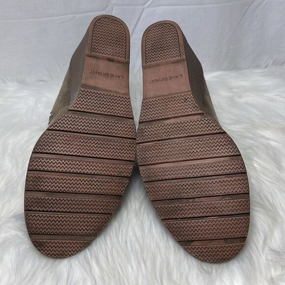 Lane Bryant Taupe Faux Leather Fur Trim Wedge Ankle Booties Sz 11 WIDE W… - Picture 7 of 7